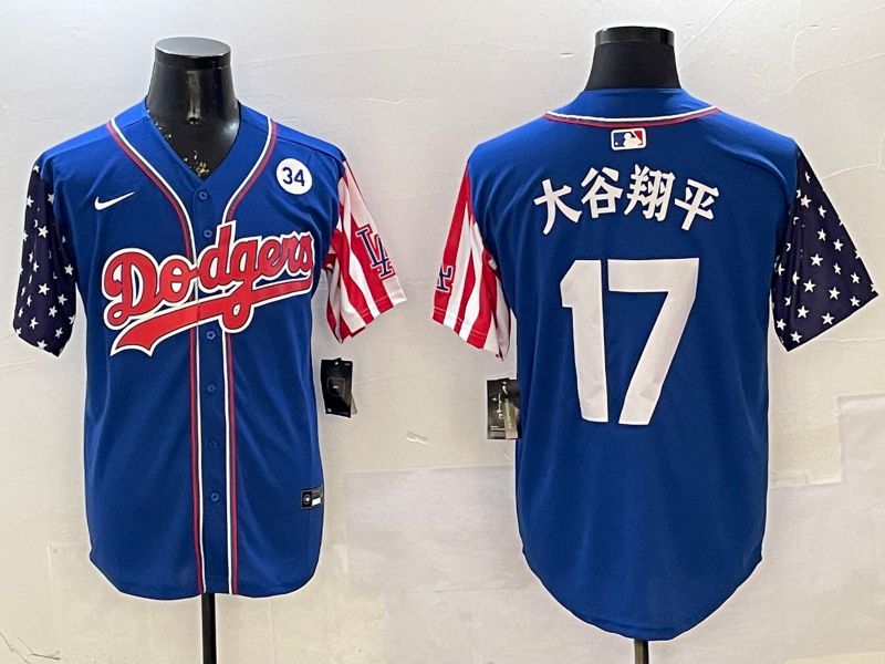Men Los Angeles Dodgers #17 Ohtani Blue a generation of national flags Joint name 2025 Nike MLB Jersey style 18->los angeles dodgers->MLB Jersey